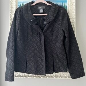 George Women's Blazer Jacket black geometric Sz 10 Large business smart buttons